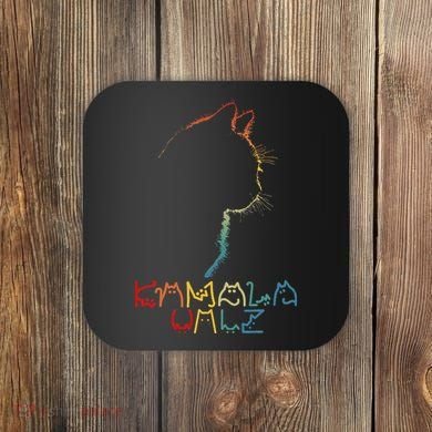 Kamala Walz Lettering Positive Funny Cat Lady Coaster