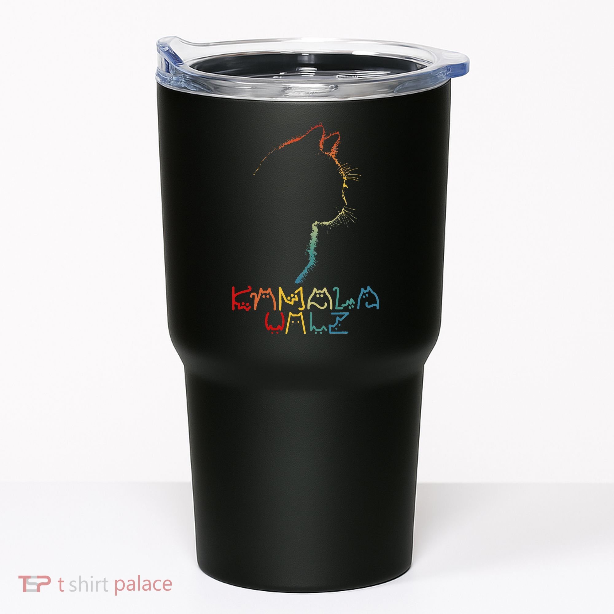 Kamala Walz Lettering Positive Funny Cat Lady Tumbler