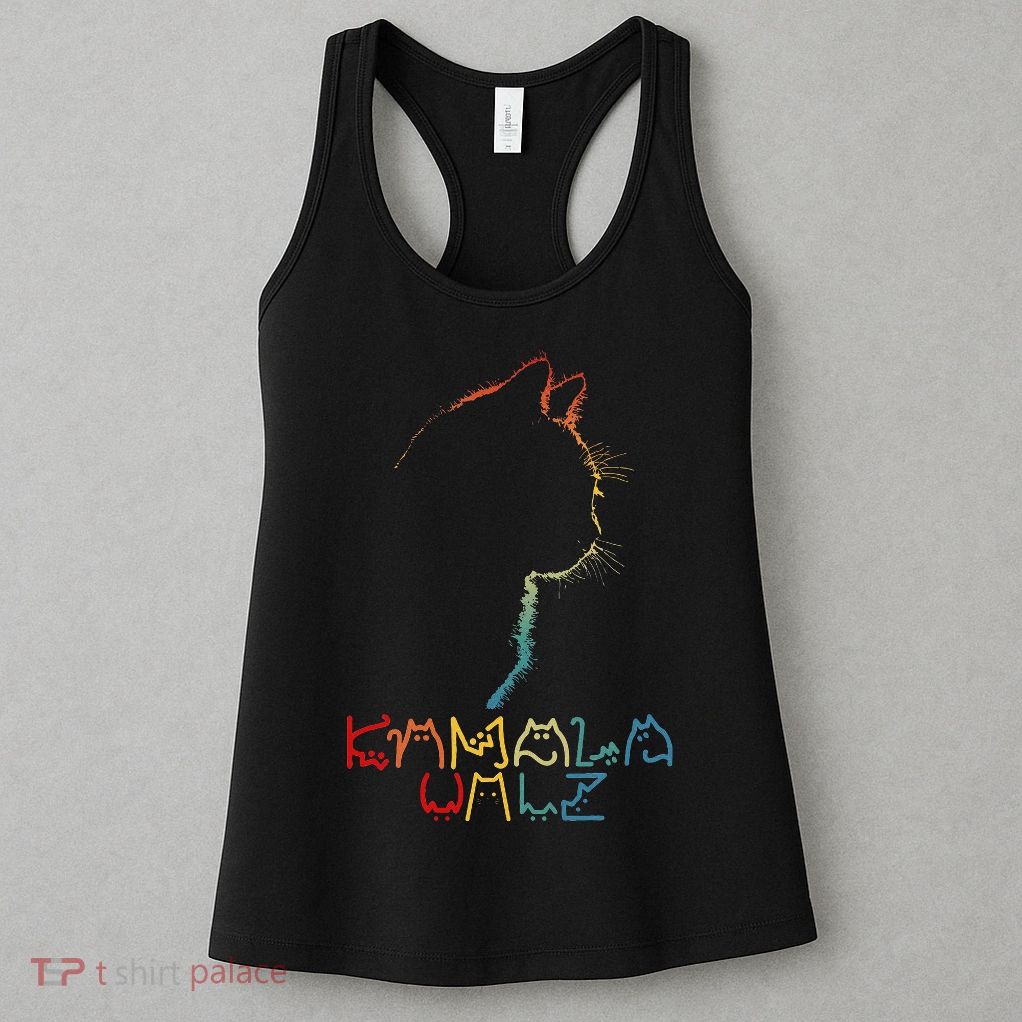 Kamala Walz Lettering Positive Funny Cat Lady Women's Tank Top