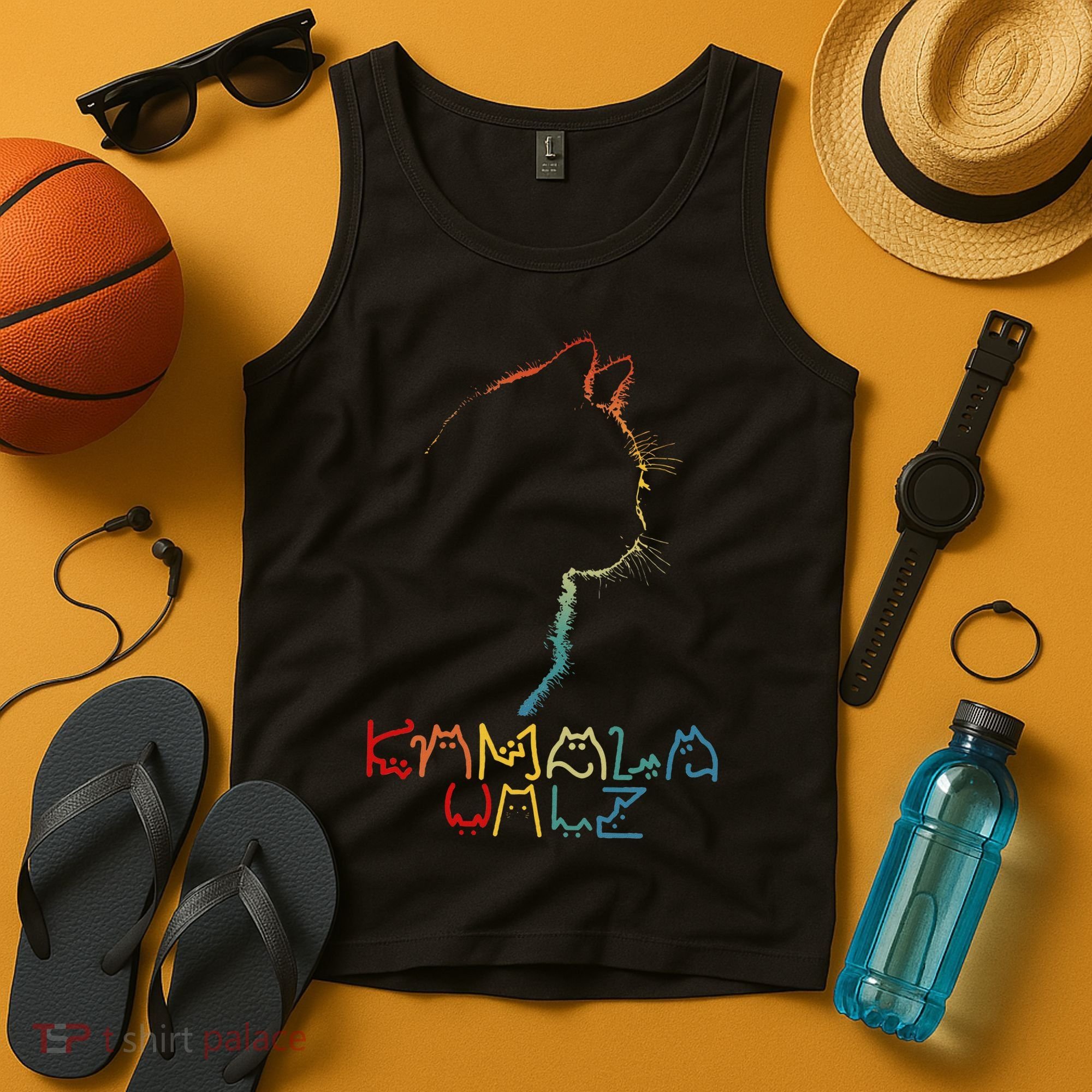 Kamala Walz Lettering Positive Funny Cat Lady Tank Top