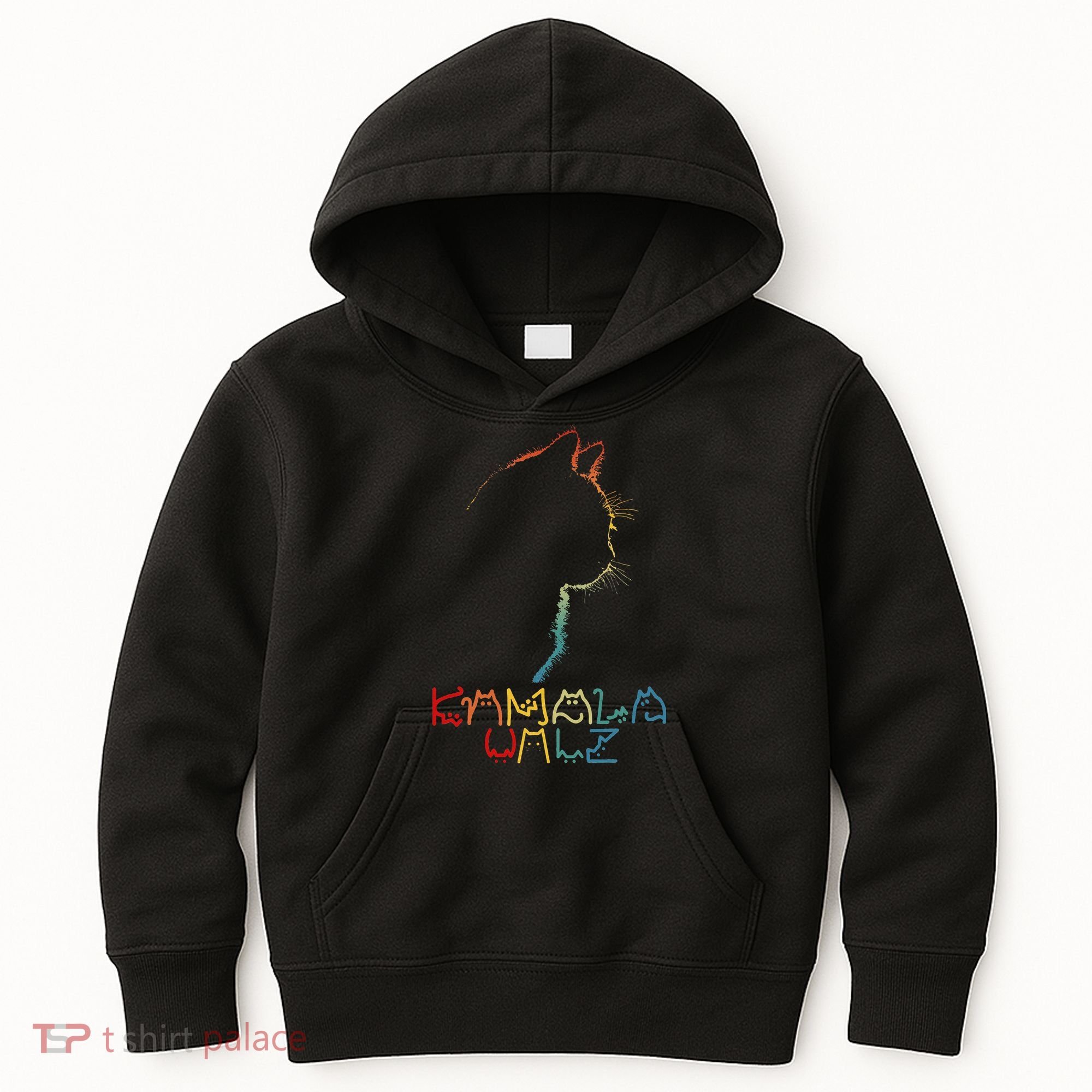 Kamala Walz Lettering Positive Funny Cat Lady Kids Hoodie
