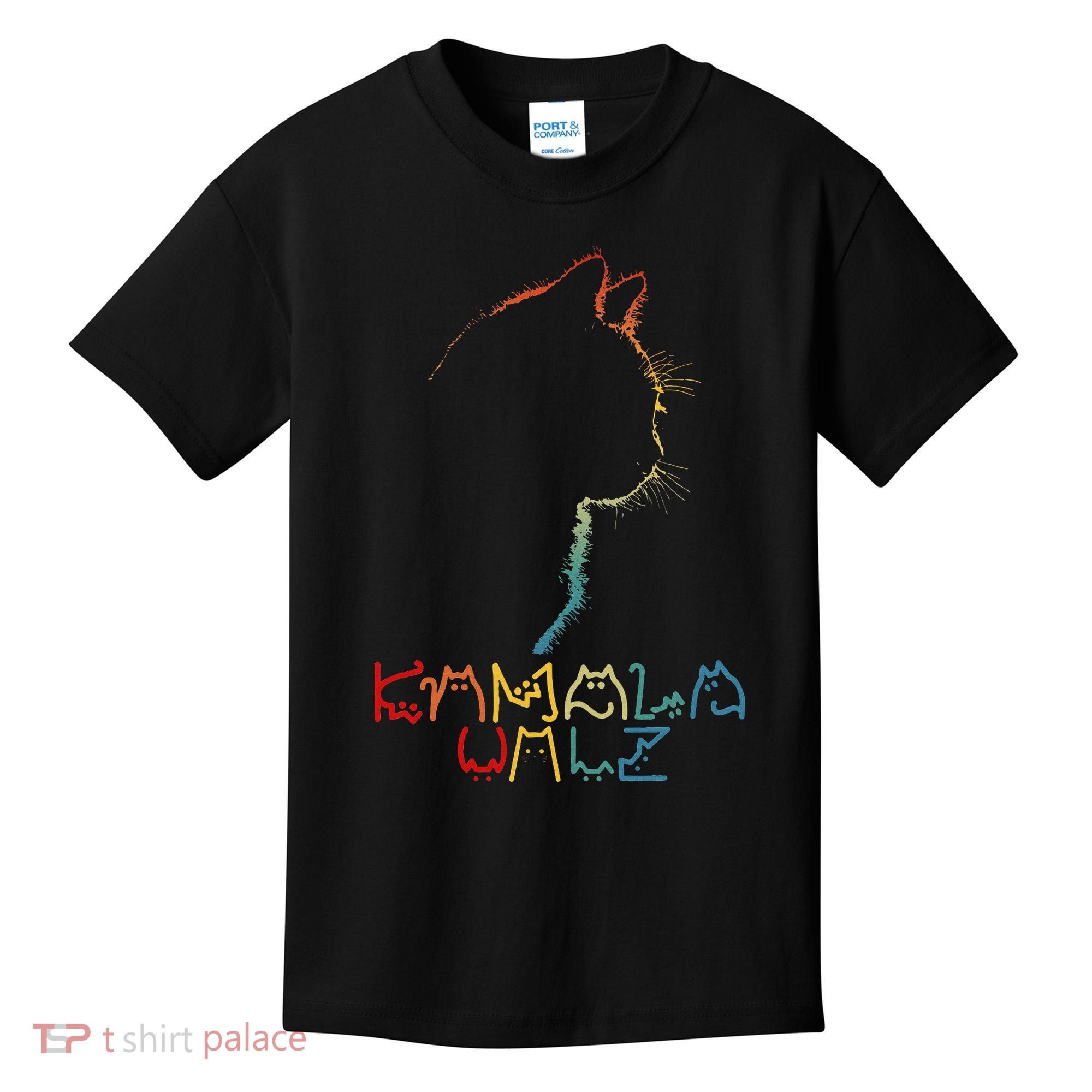 Kamala Walz Lettering Positive Funny Cat Lady Kids T-Shirt