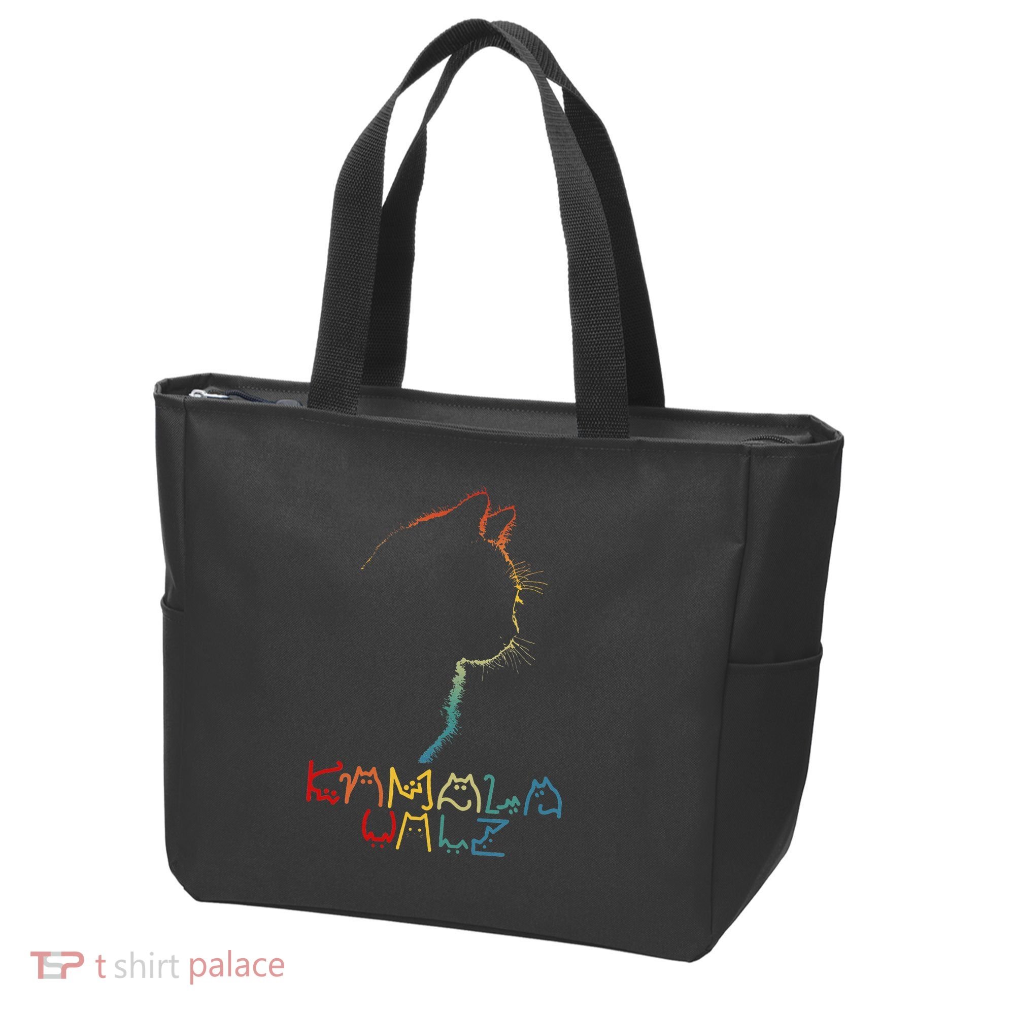Kamala Walz Lettering Positive Funny Cat Lady Tote Bag