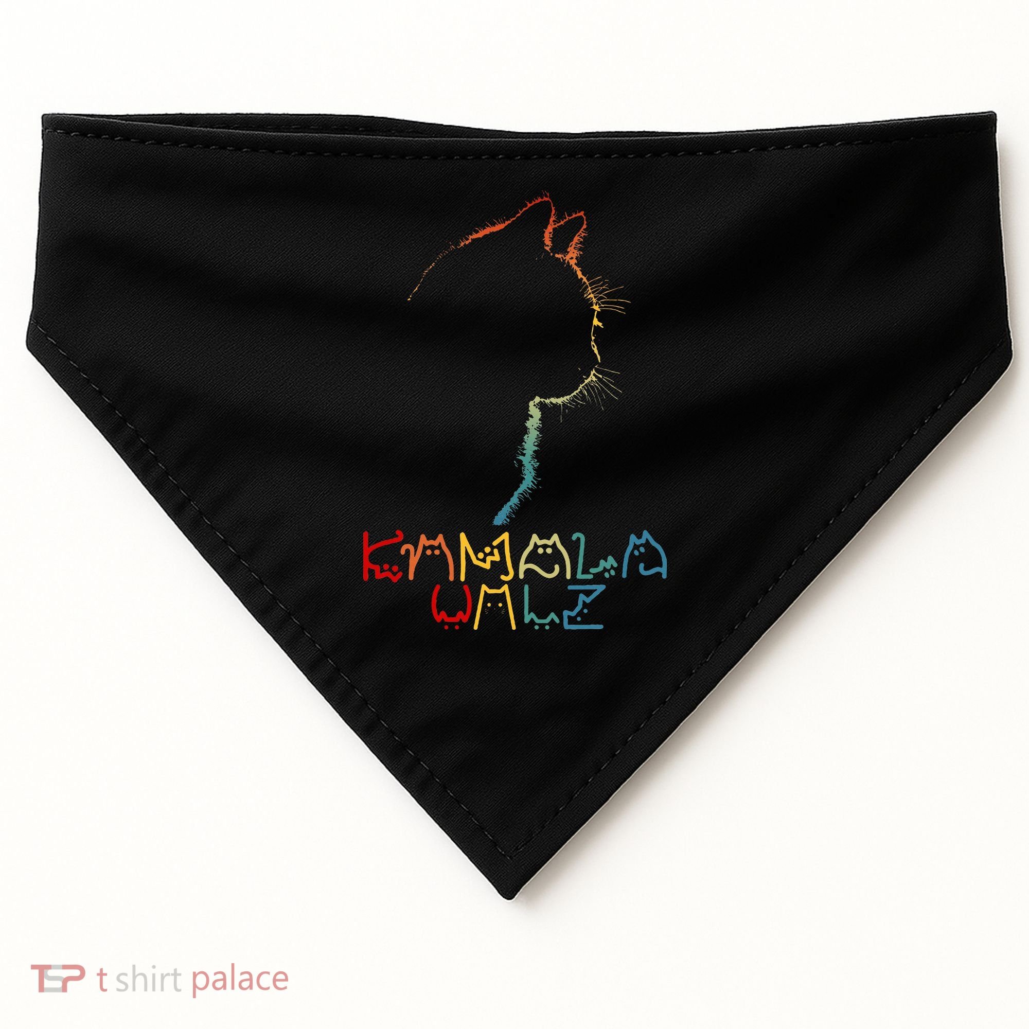 Kamala Walz Lettering Positive Funny Cat Lady USA-Made Doggie Bandana