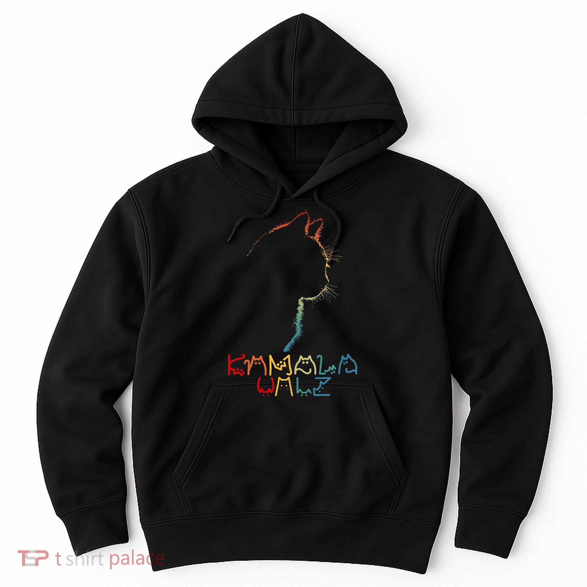 Kamala Walz Lettering Positive Funny Cat Lady Hoodie