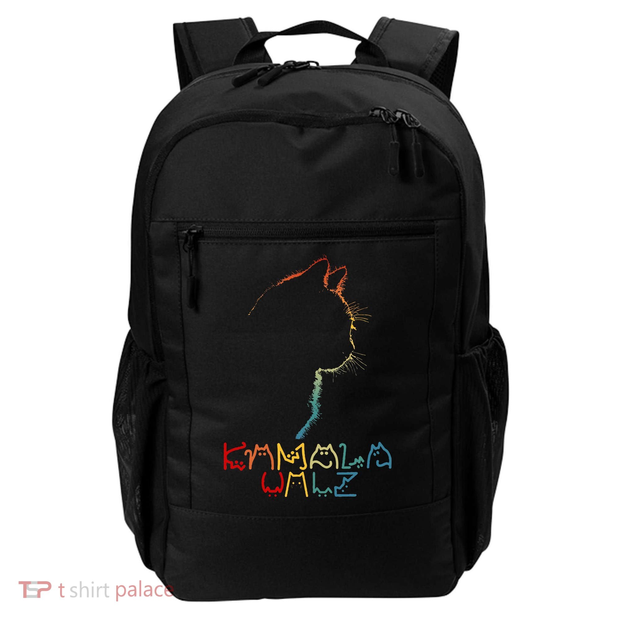 Kamala Walz Lettering Positive Funny Cat Lady Backpack