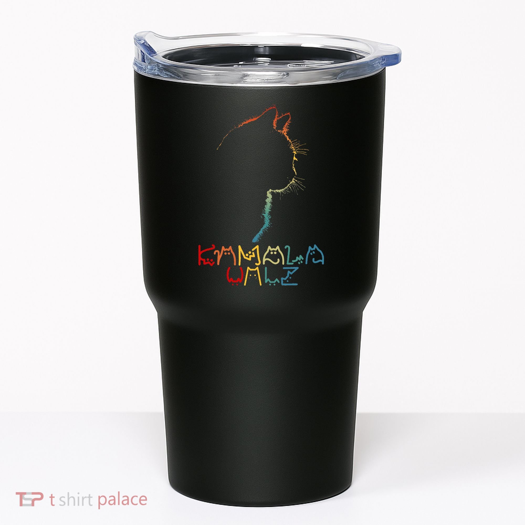 Kamala Walz Lettering Positive Funny Cat Lady Tumbler