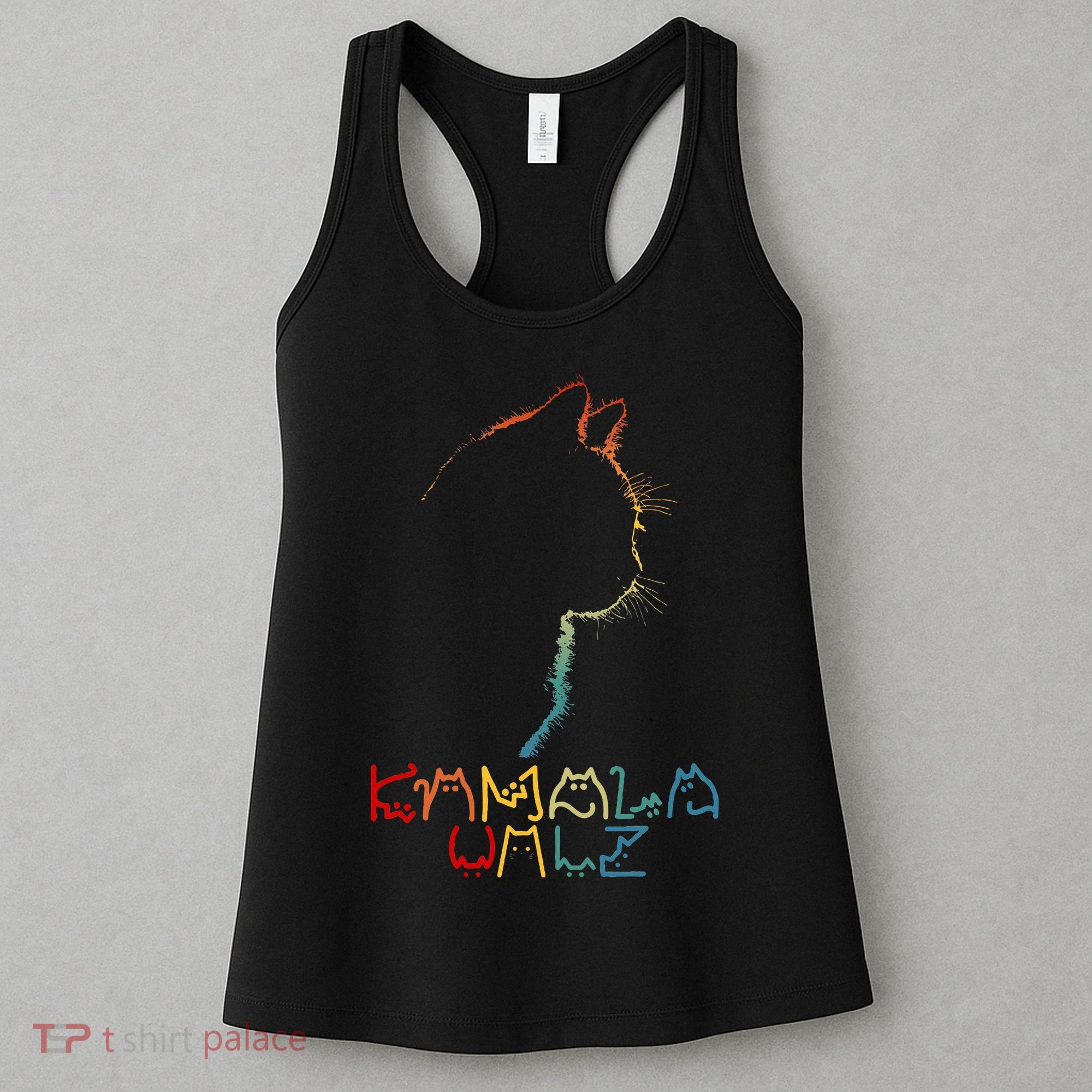 Kamala Walz Lettering Positive Funny Cat Lady Women's Tank Top