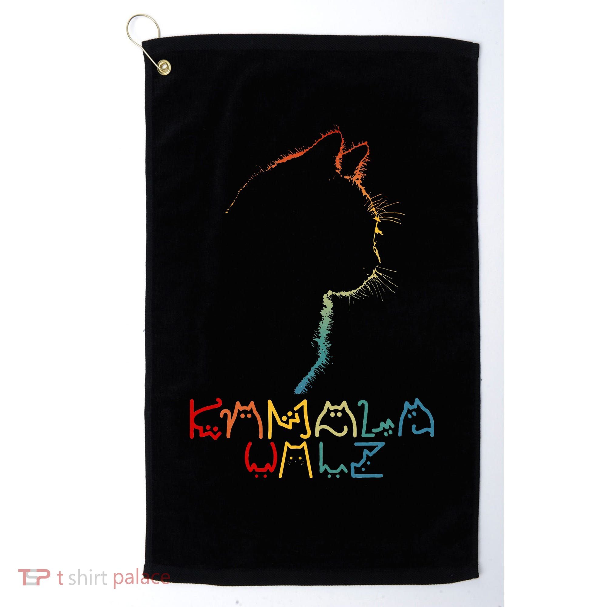 Kamala Walz Lettering Positive Funny Cat Lady Golf Towel