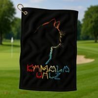 Kamala Walz Lettering Positive Funny Cat Lady Golf Towel thumb 1