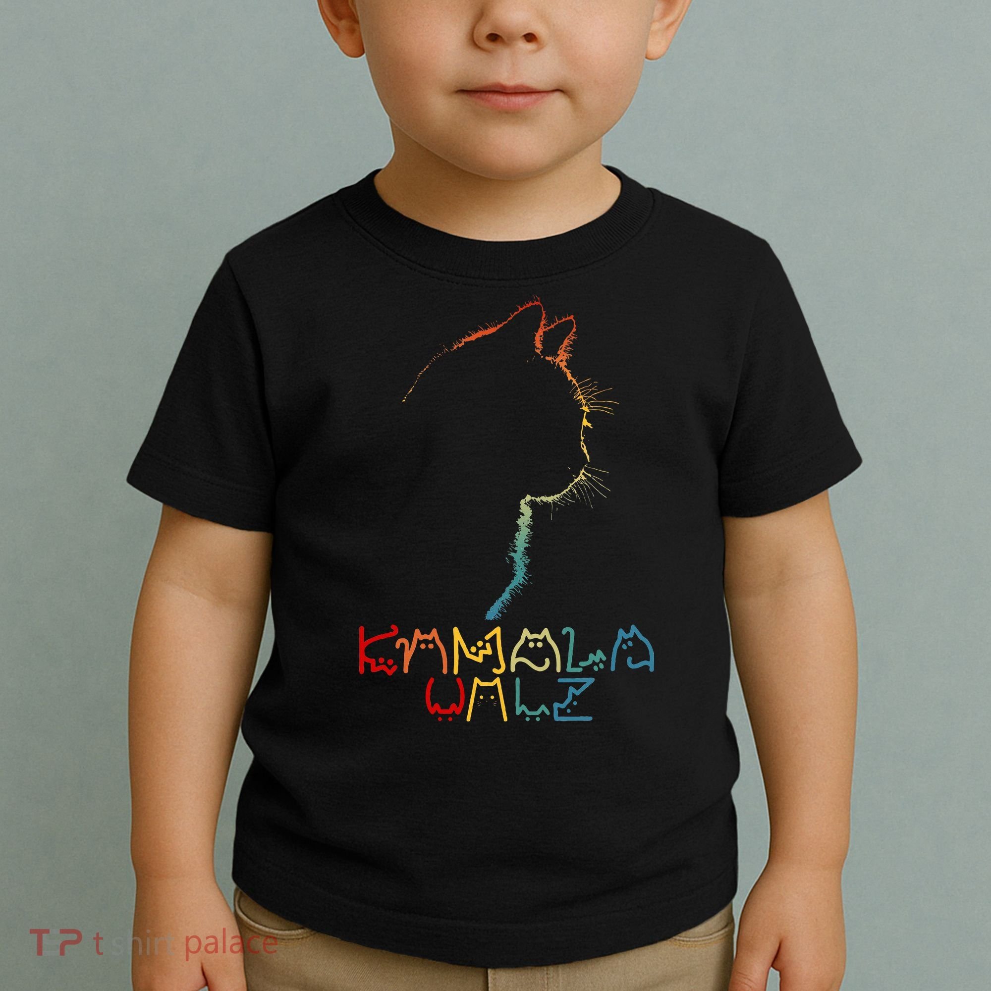Kamala Walz Lettering Positive Funny Cat Lady Toddler T-Shirt