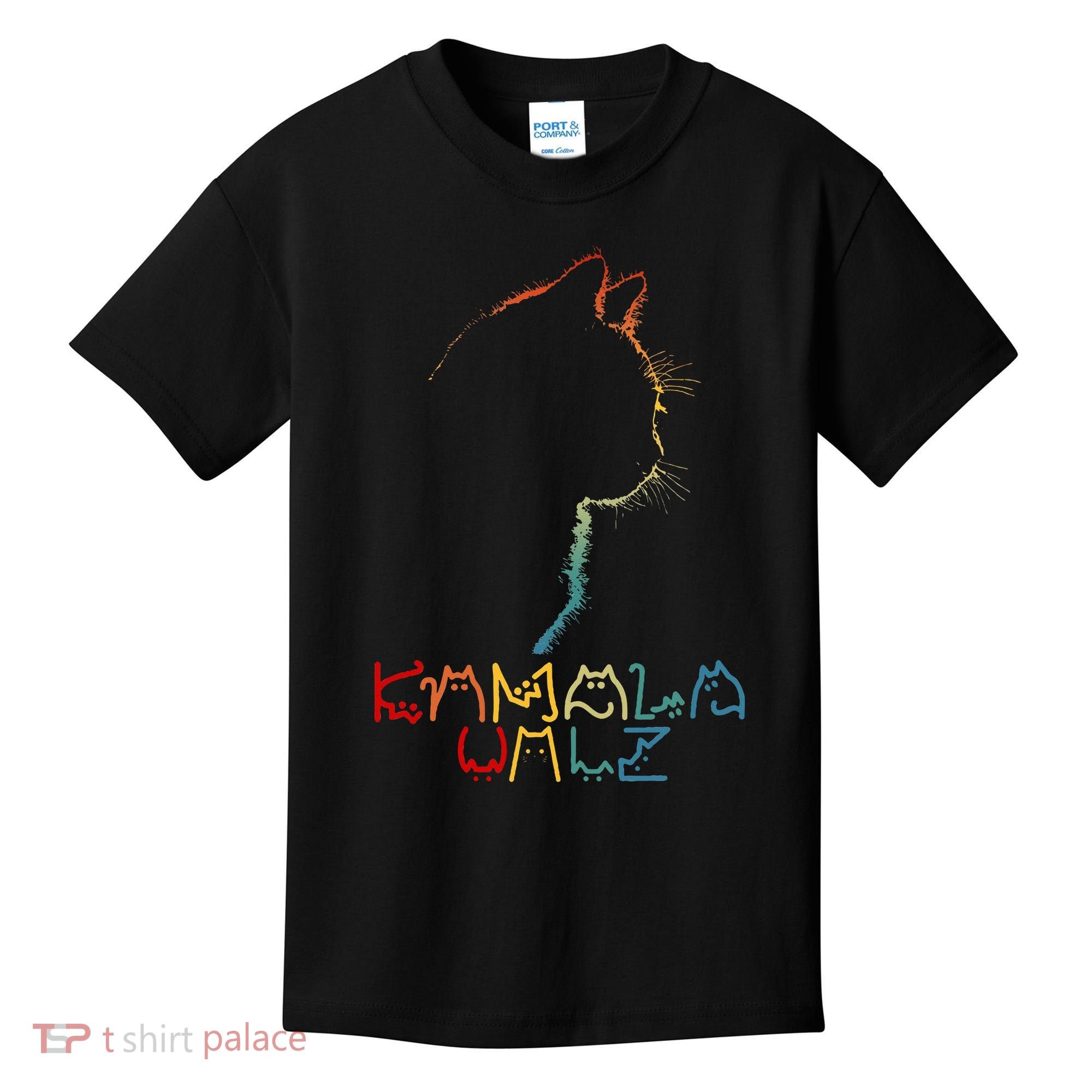 Kamala Walz Lettering Positive Funny Cat Lady Kids T-Shirt