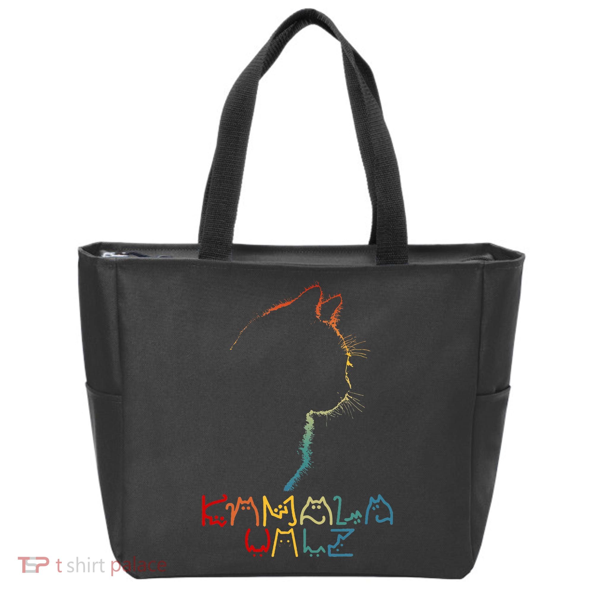 Kamala Walz Lettering Positive Funny Cat Lady Tote Bag