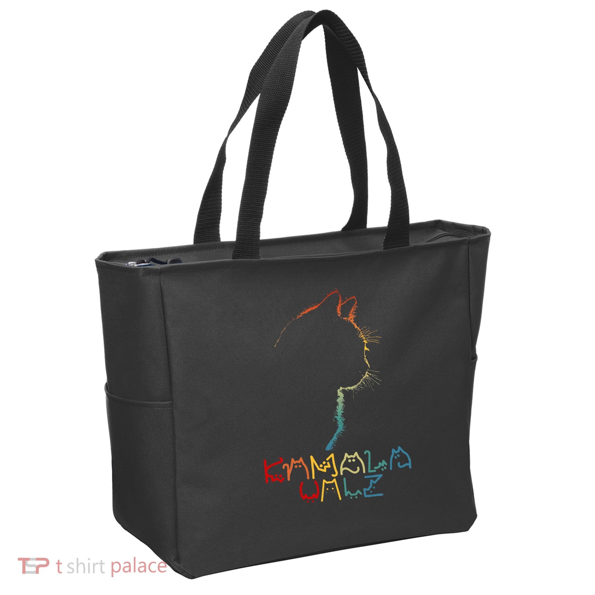Kamala Walz Lettering Positive Funny Cat Lady Tote Bag