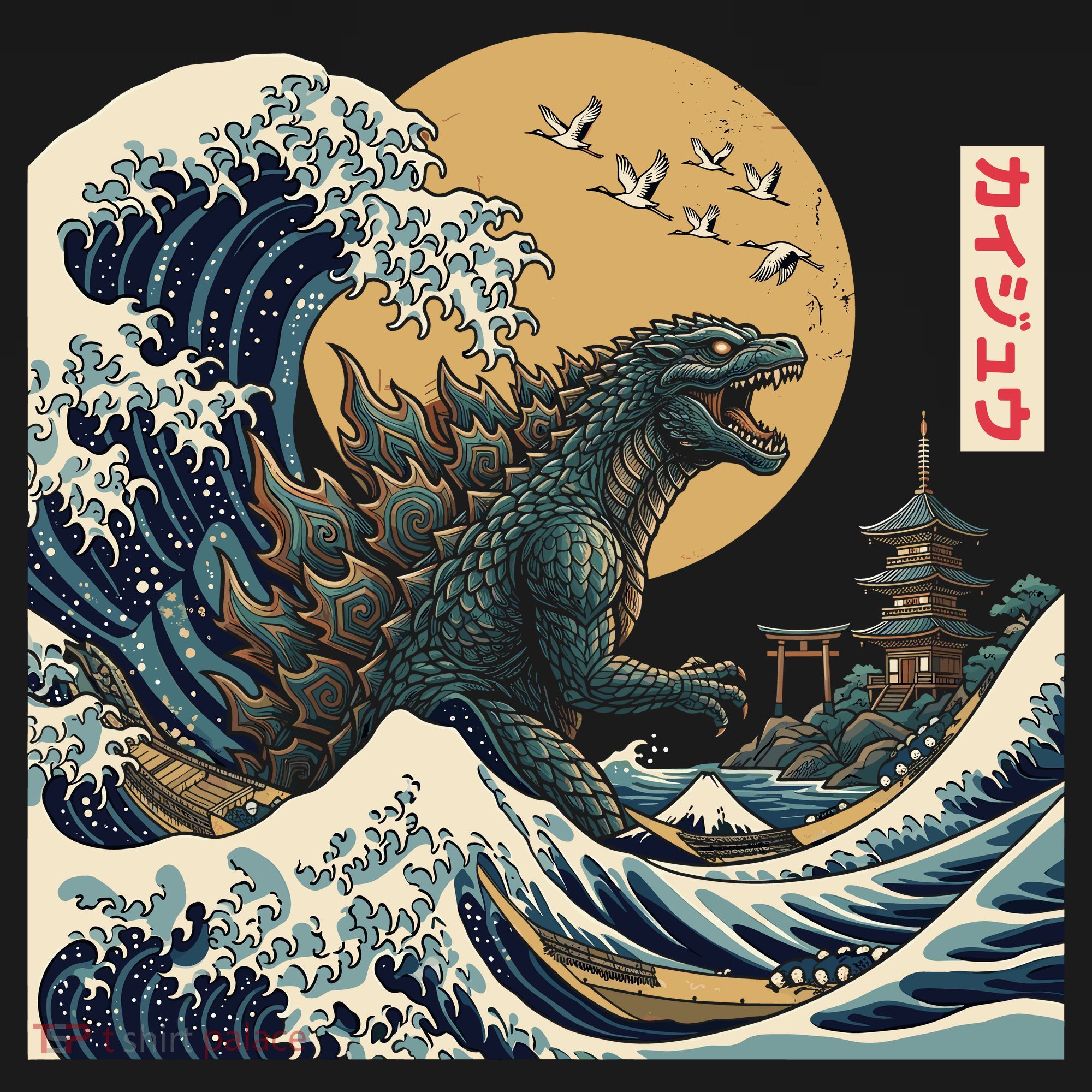 Kaiju Wave Monster Japanese Kawaki Women's Hoodie