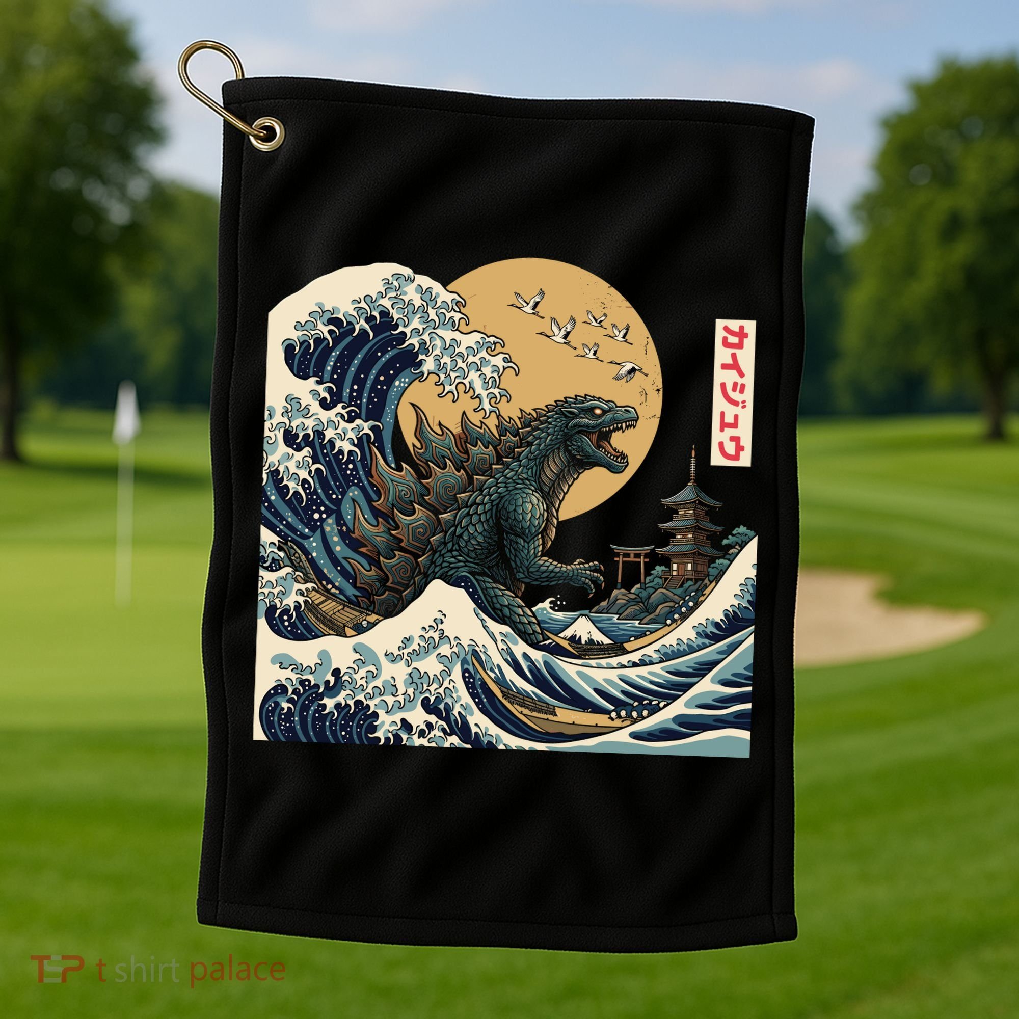 Kaiju Wave Monster Japanese Kawaki Golf Towel