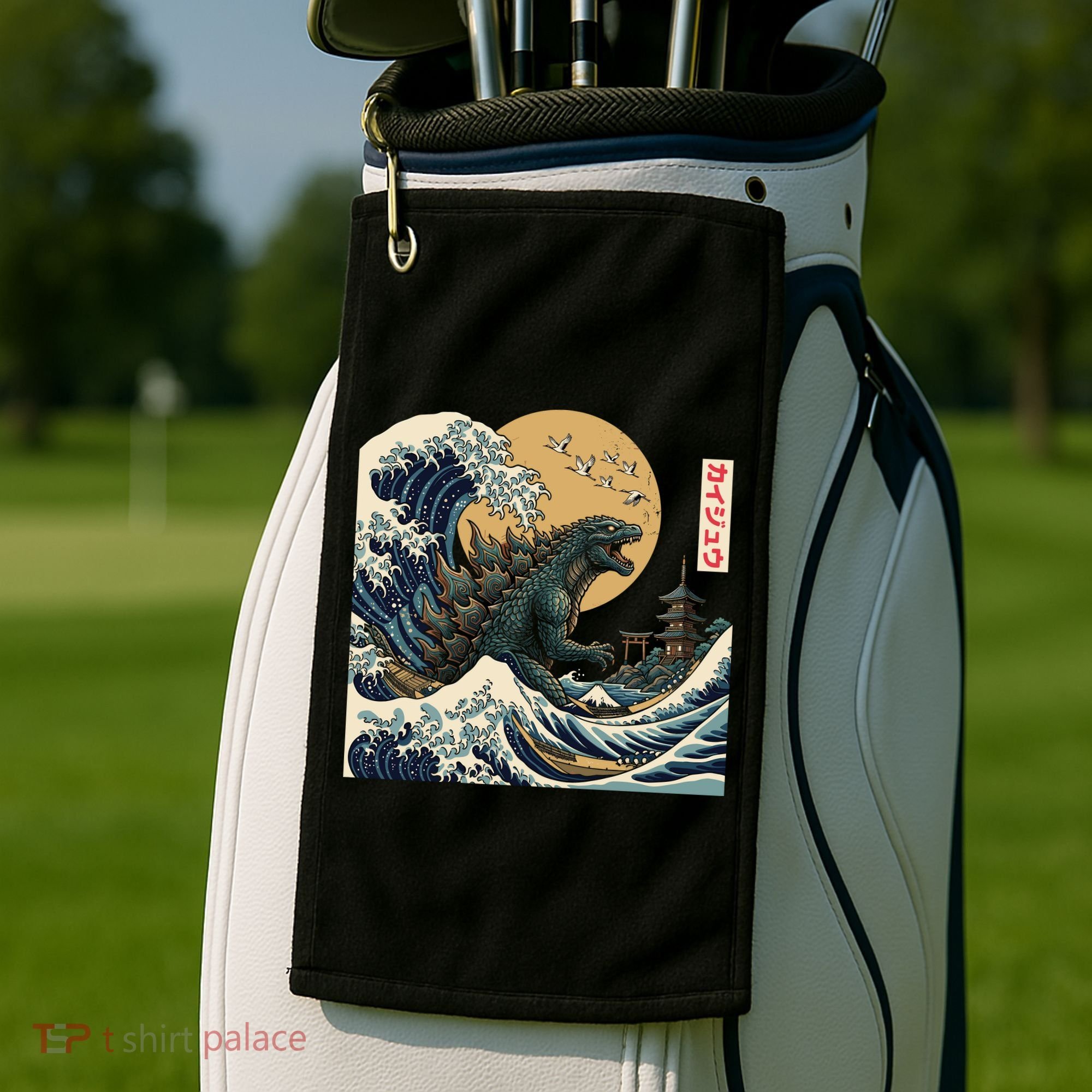 Kaiju Wave Monster Japanese Kawaki Golf Towel