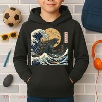 Kaiju Wave Monster Japanese Kawaki Kids Hoodie thumb 2