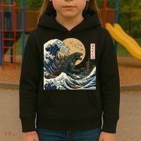 Kaiju Wave Monster Japanese Kawaki Kids Hoodie thumb 3