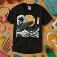 Kaiju Wave Monster Japanese Kawaki Kids T-Shirt thumb 3