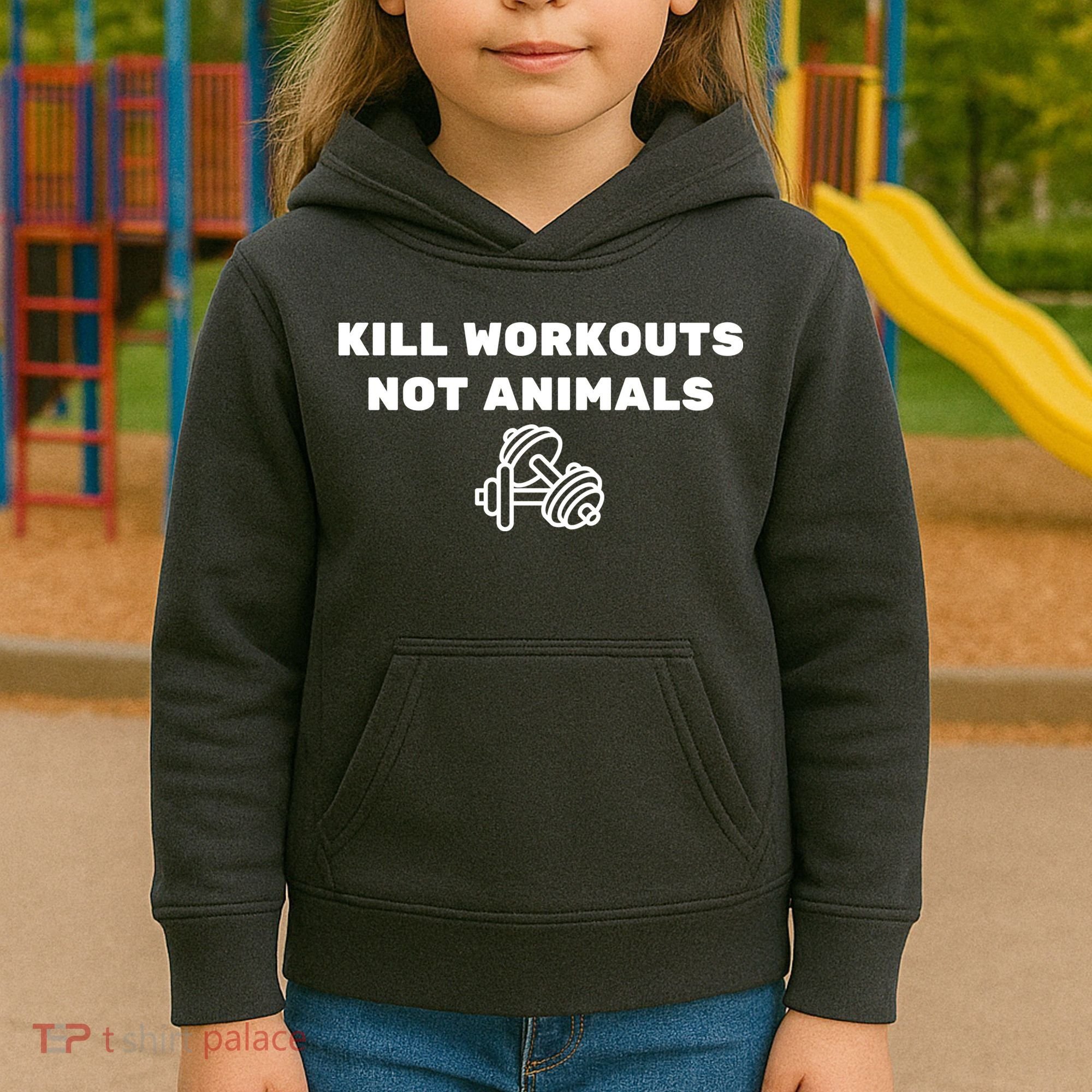 Kill Workouts Not Animals Vegan Muscle Kids Hoodie