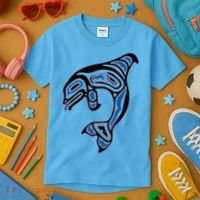 Killer Whale Orca Pacific NW Native American Indian Kids T-Shirt thumb 3