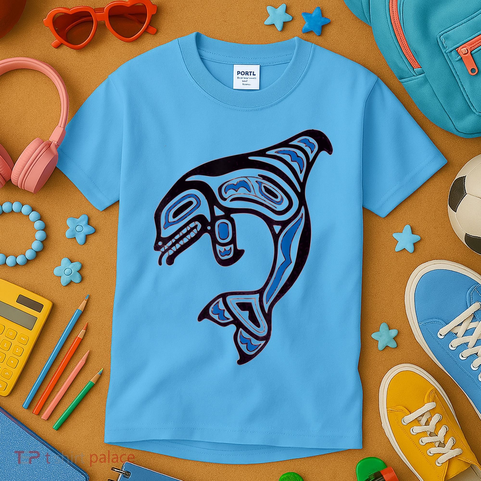 Killer Whale Orca Pacific NW Native American Indian Kids T-Shirt