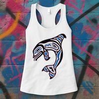 Killer Whale Orca Pacific NW Native American Indian Women's Tank Top thumb 3