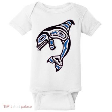 Killer Whale Orca Pacific NW Native American Indian Baby Bodysuit