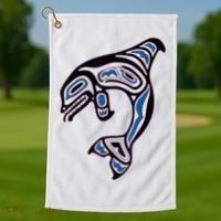 Killer Whale Orca Pacific NW Native American Indian Golf Towel thumb 1