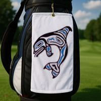 Killer Whale Orca Pacific NW Native American Indian Golf Towel thumb 2