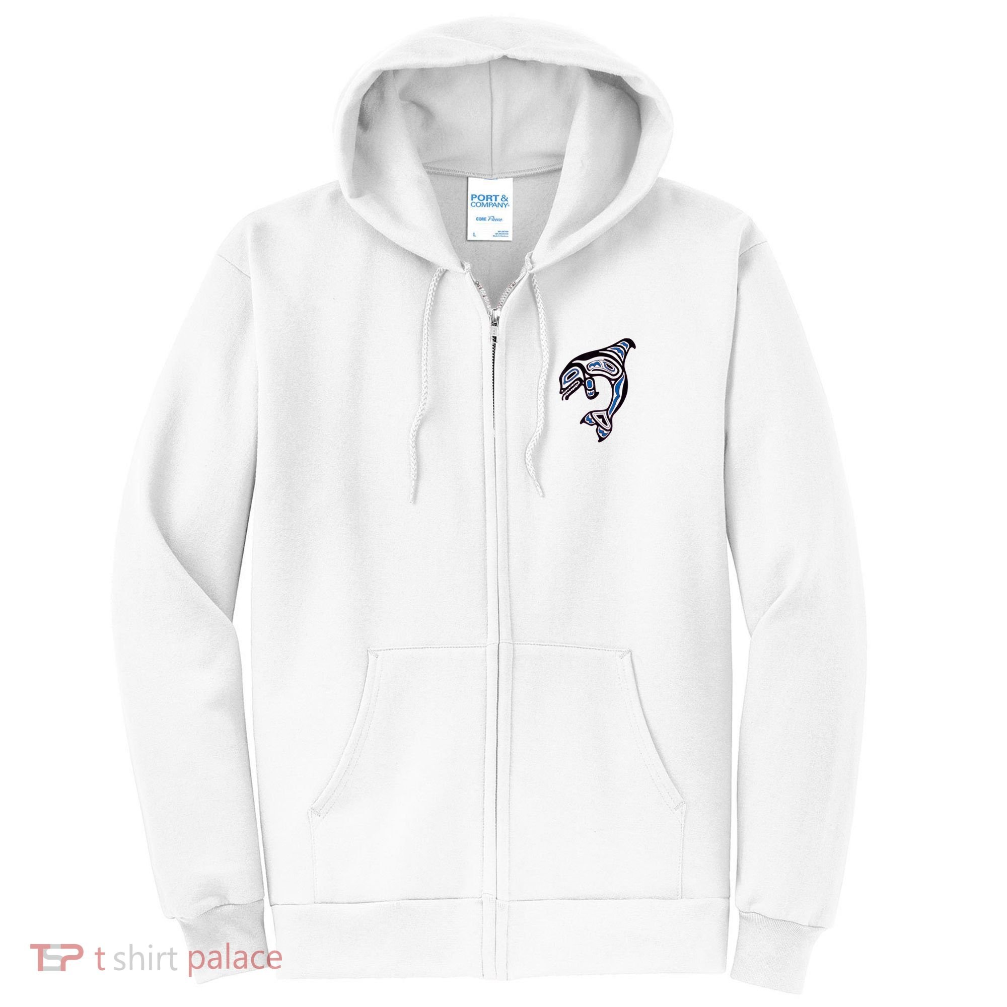 Killer Whale Orca Pacific NW Native American Indian Full Zip Hoodie