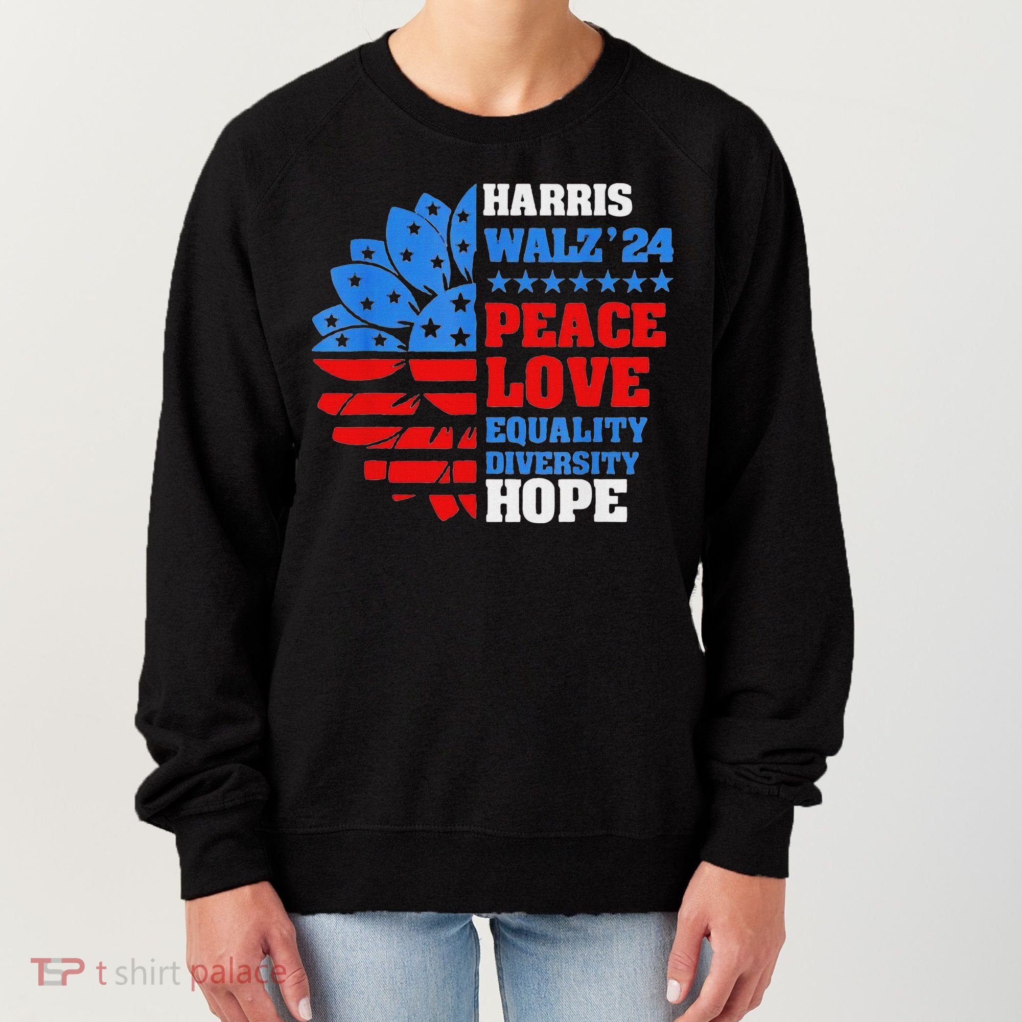 Kamala Walz Peace Love Equality Hope Diversity Women's Sweatshirt