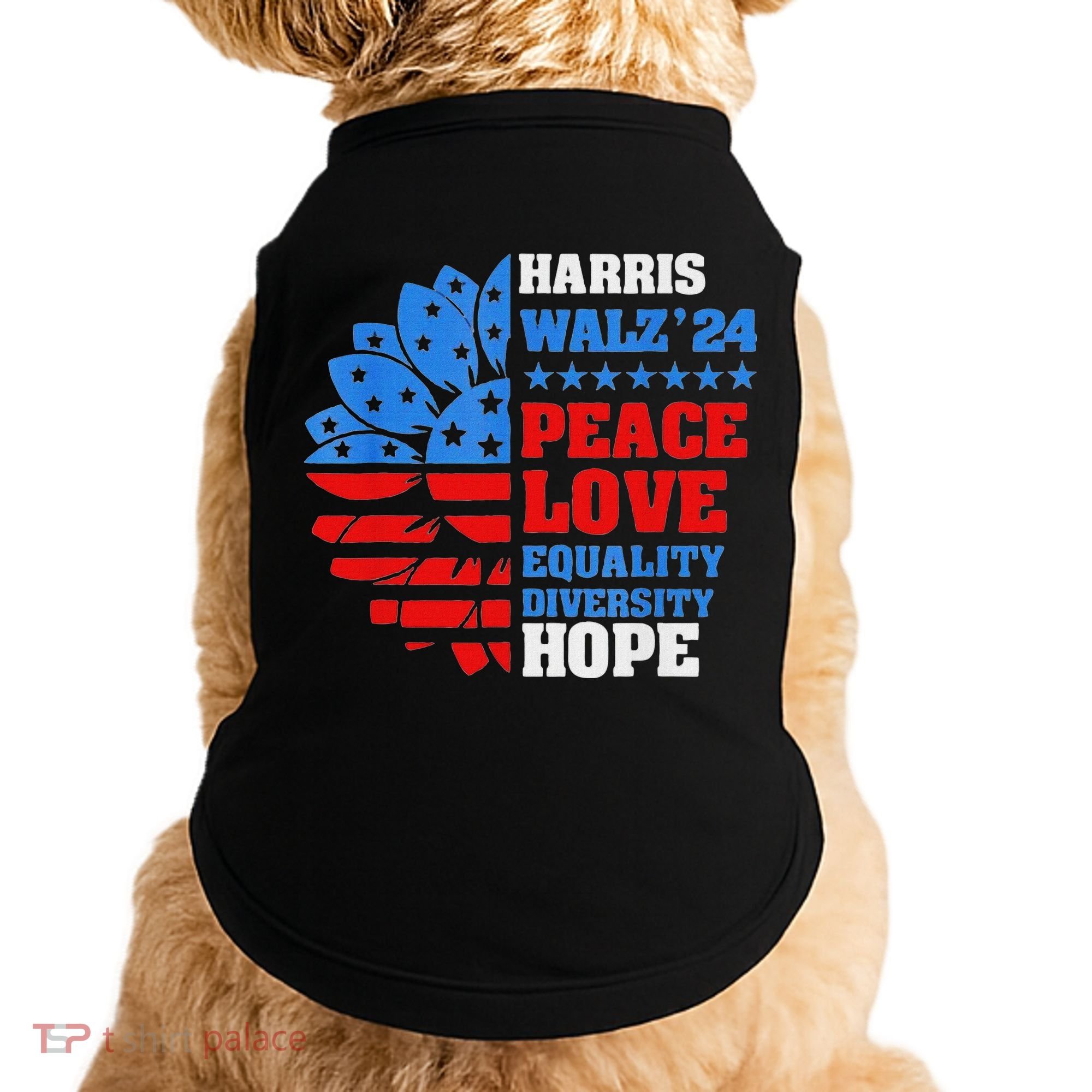 Kamala Walz Peace Love Equality Hope Diversity Doggie Tank