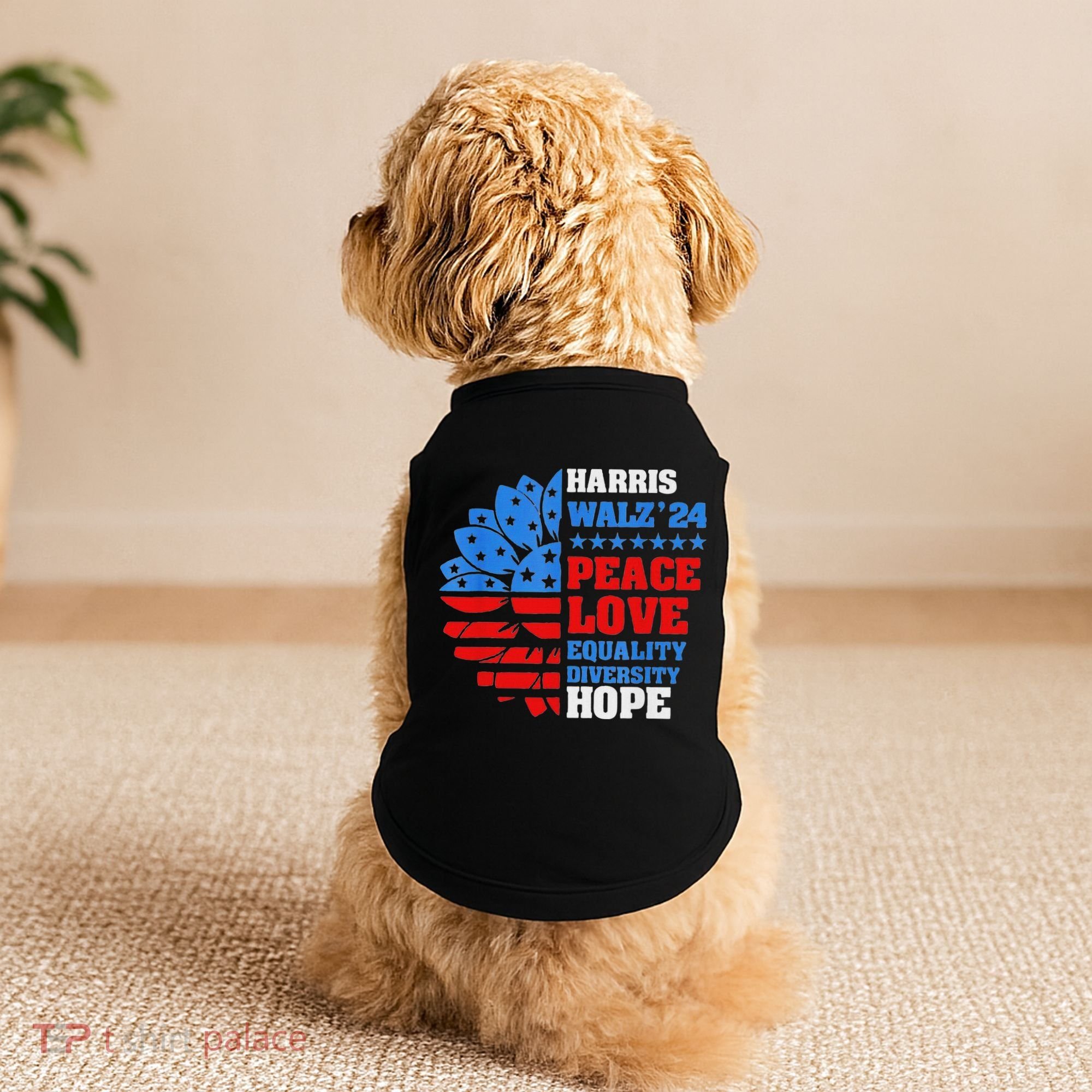 Kamala Walz Peace Love Equality Hope Diversity Doggie Tank