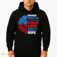 Kamala Walz Peace Love Equality Hope Diversity Hoodie thumb 2