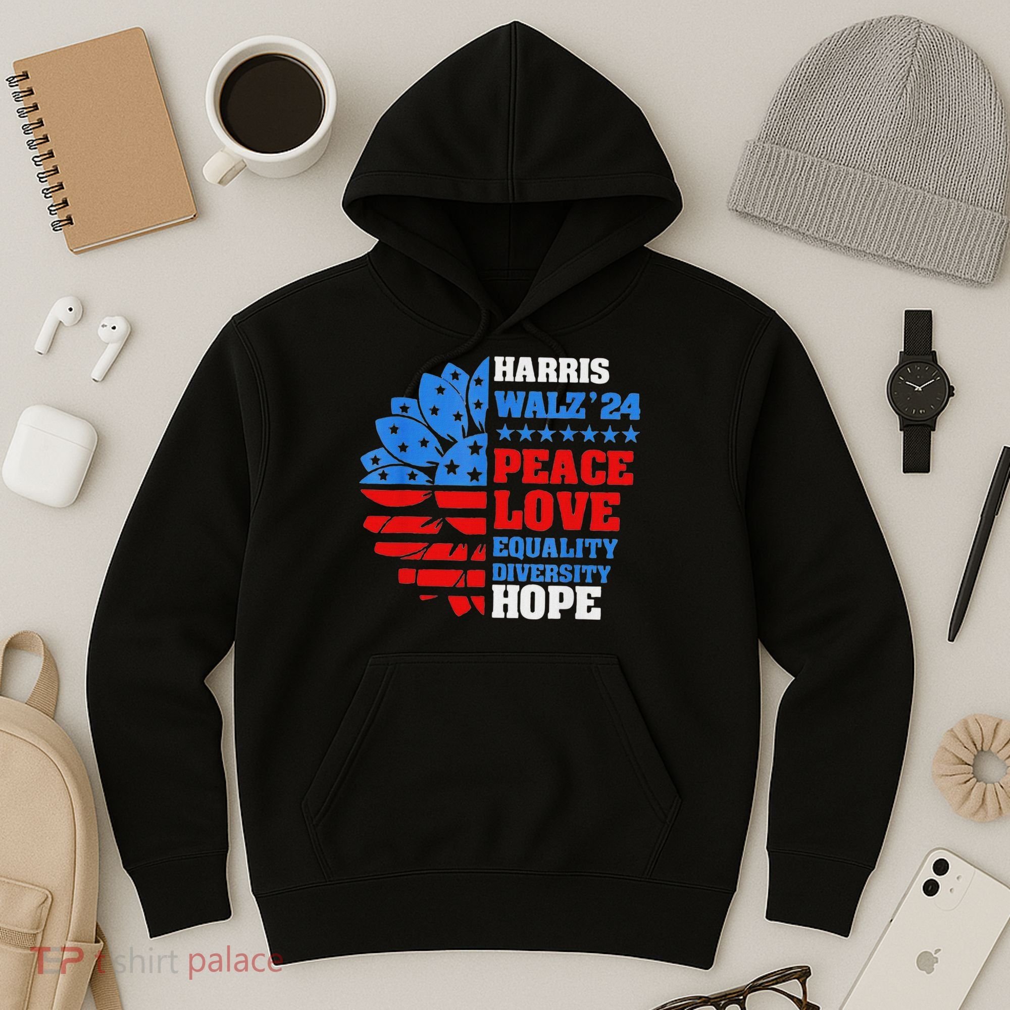 Kamala Walz Peace Love Equality Hope Diversity Hoodie