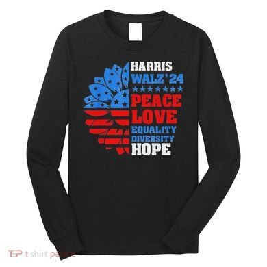 Kamala Walz Peace Love Equality Hope Diversity Long Sleeve Shirt