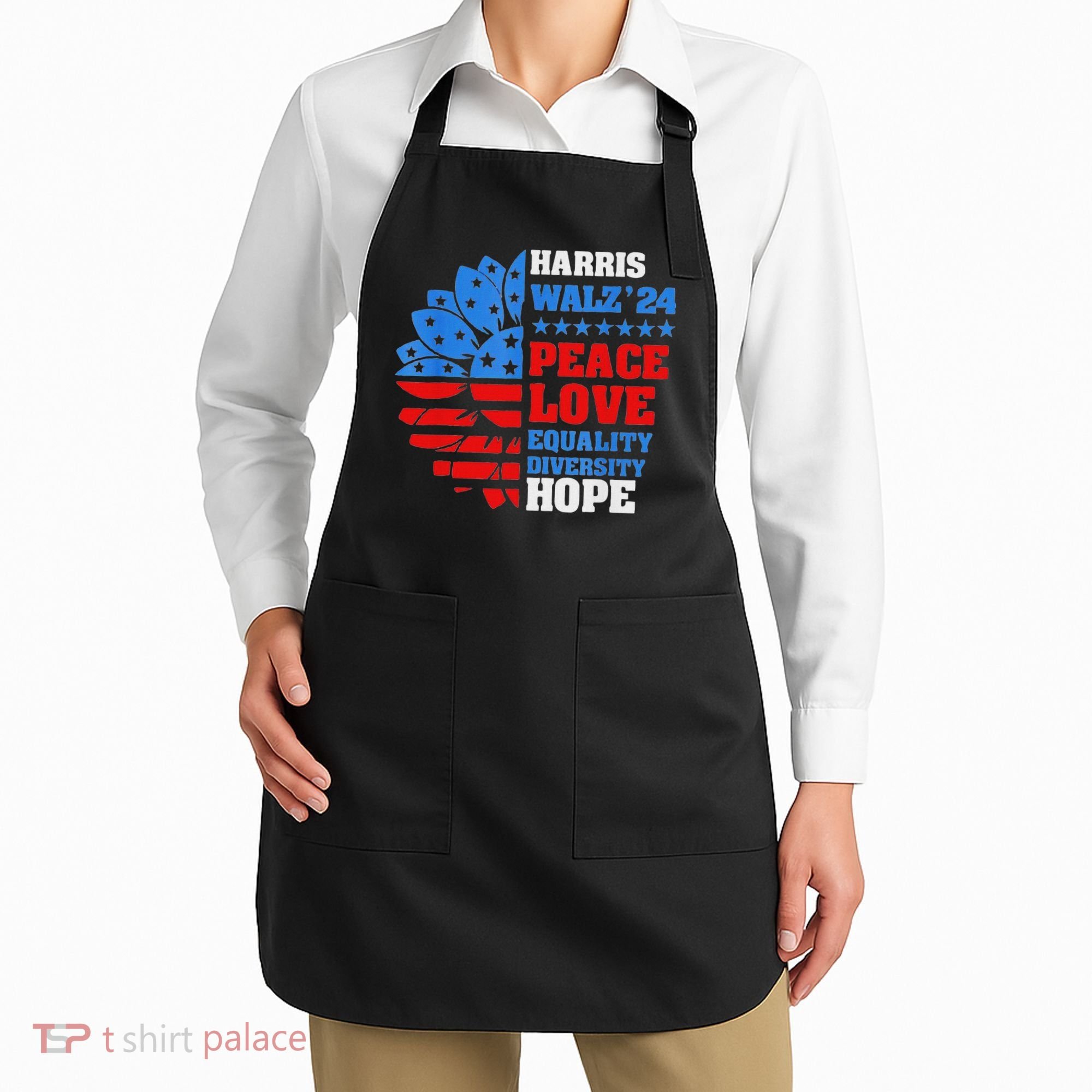 Kamala Walz Peace Love Equality Hope Diversity Apron