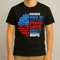 Kamala Walz Peace Love Equality Hope Diversity T-Shirt thumb 3