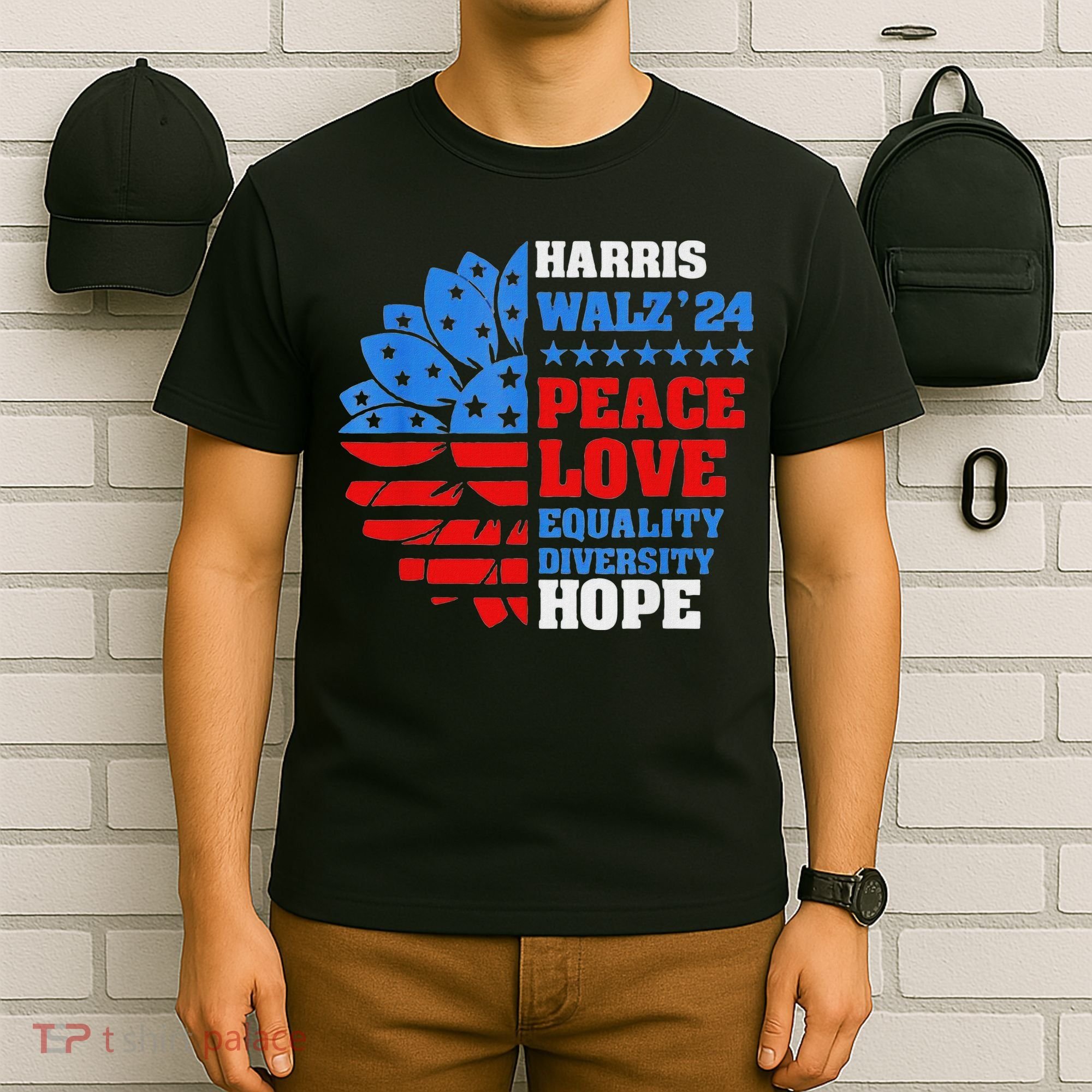 Kamala Walz Peace Love Equality Hope Diversity T-Shirt