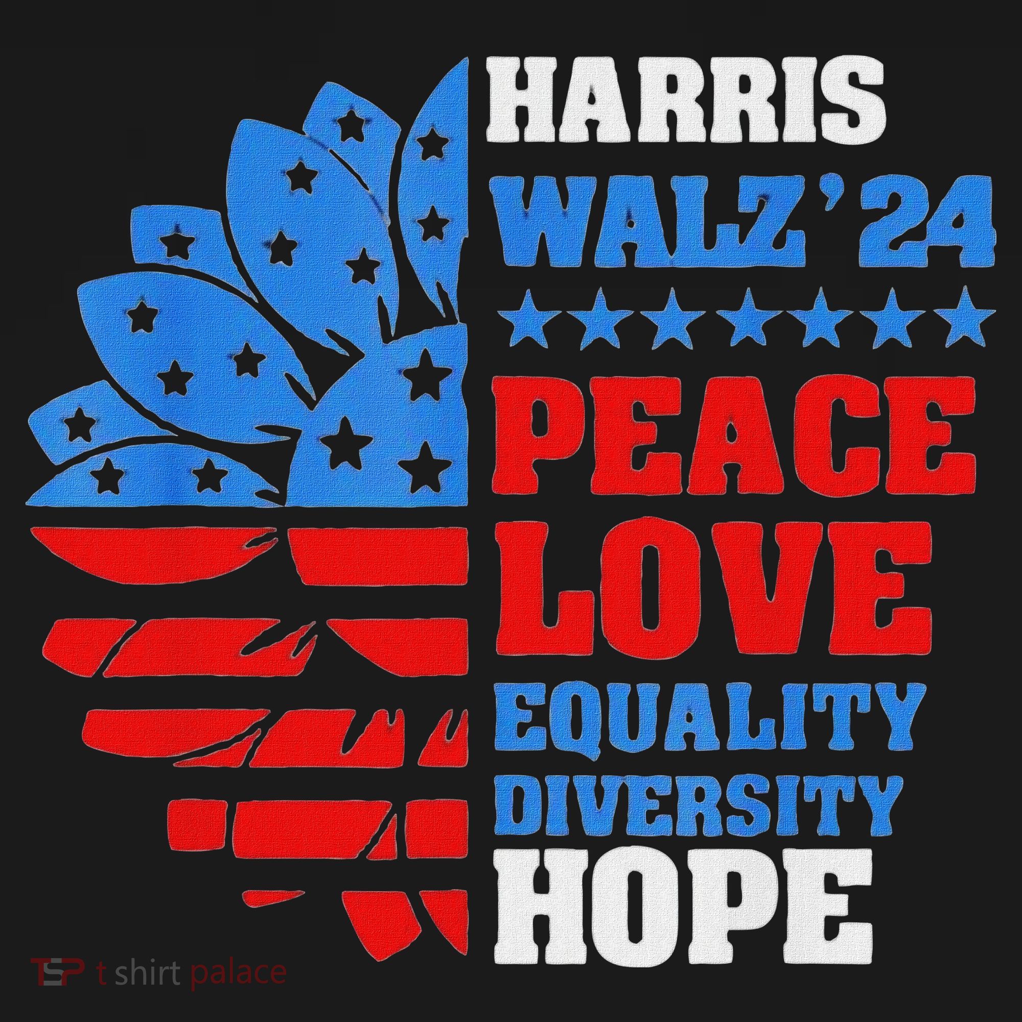 Kamala Walz Peace Love Equality Hope Diversity Button