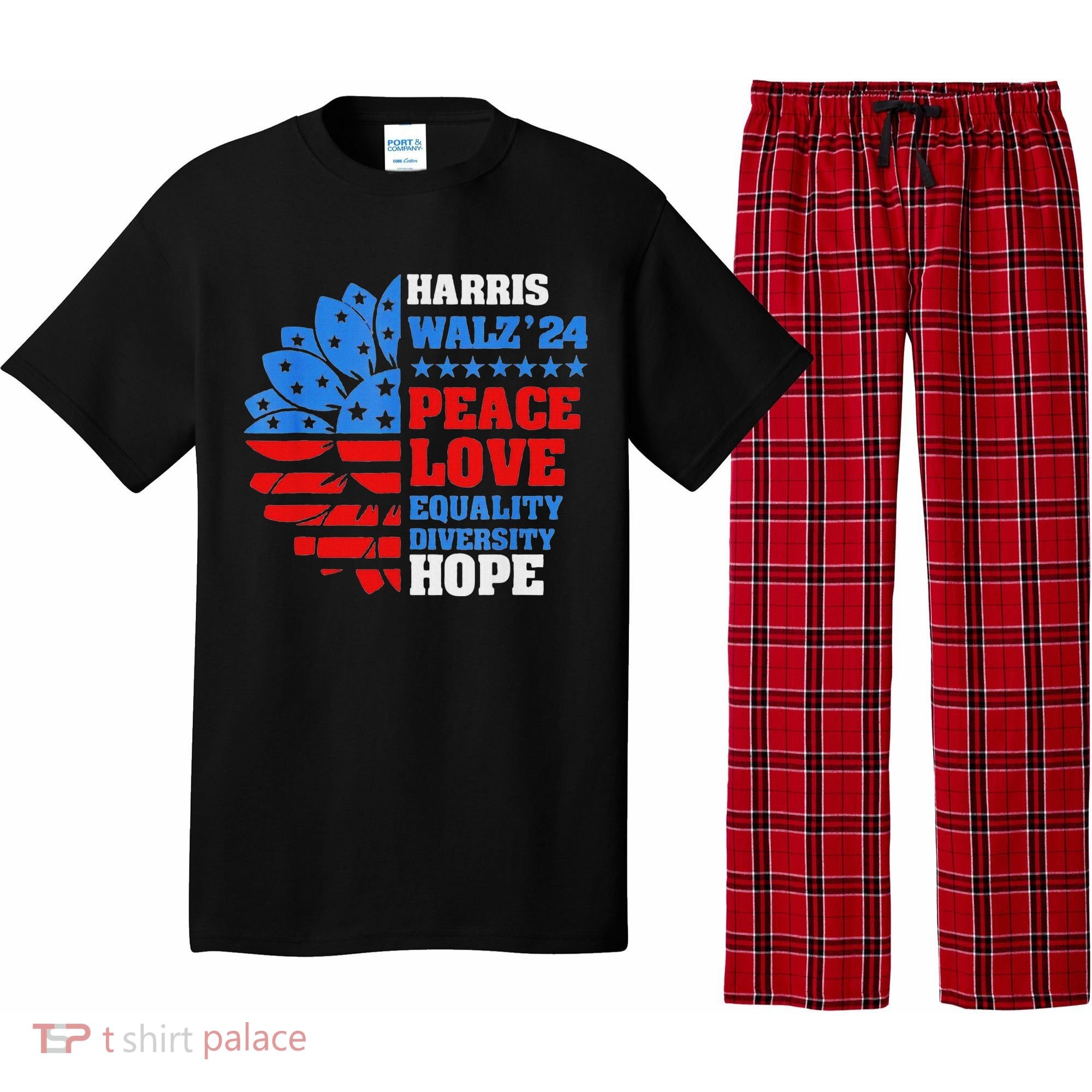 Kamala Walz Peace Love Equality Hope Diversity Pajama Set