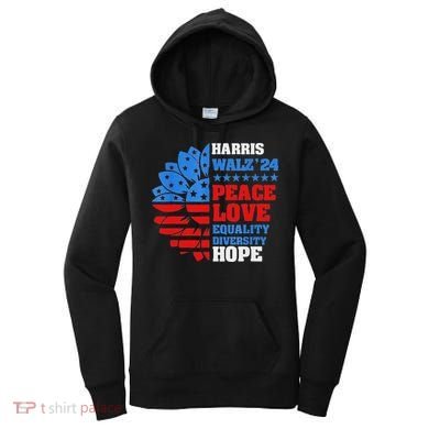 Kamala Walz Peace Love Equality Hope Diversity Women's Hoodie