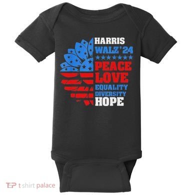 Kamala Walz Peace Love Equality Hope Diversity Baby Bodysuit