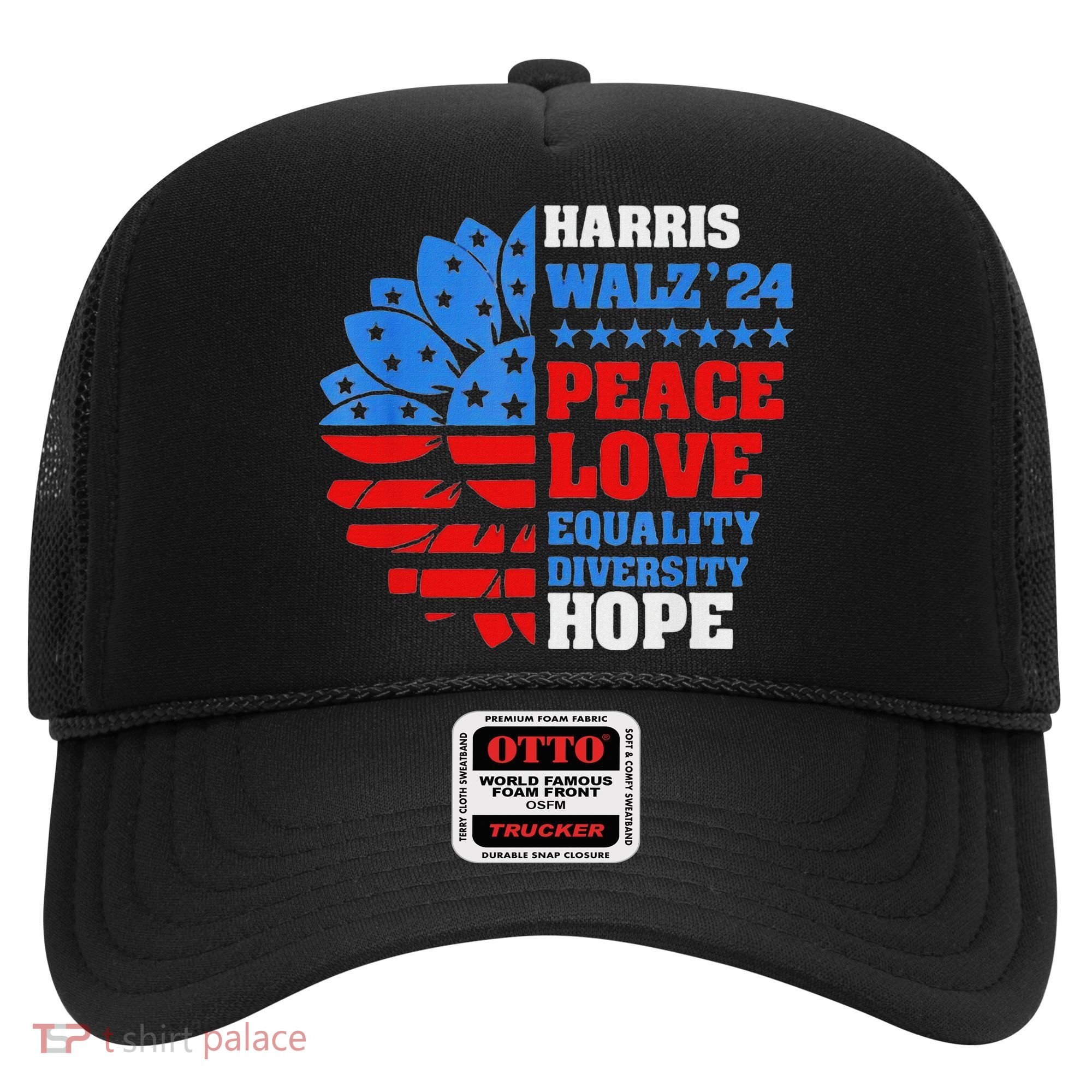 Kamala Walz Peace Love Equality Hope Diversity Hat