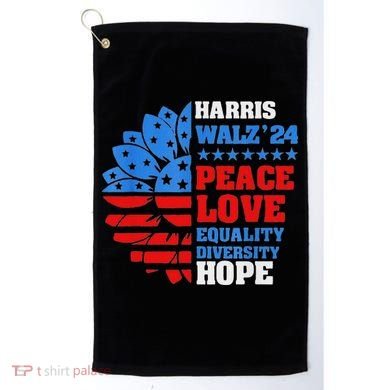 Kamala Walz Peace Love Equality Hope Diversity Golf Towel