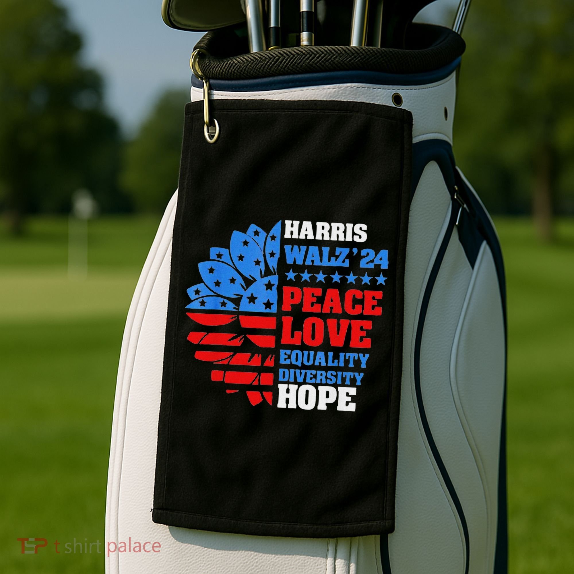 Kamala Walz Peace Love Equality Hope Diversity Golf Towel