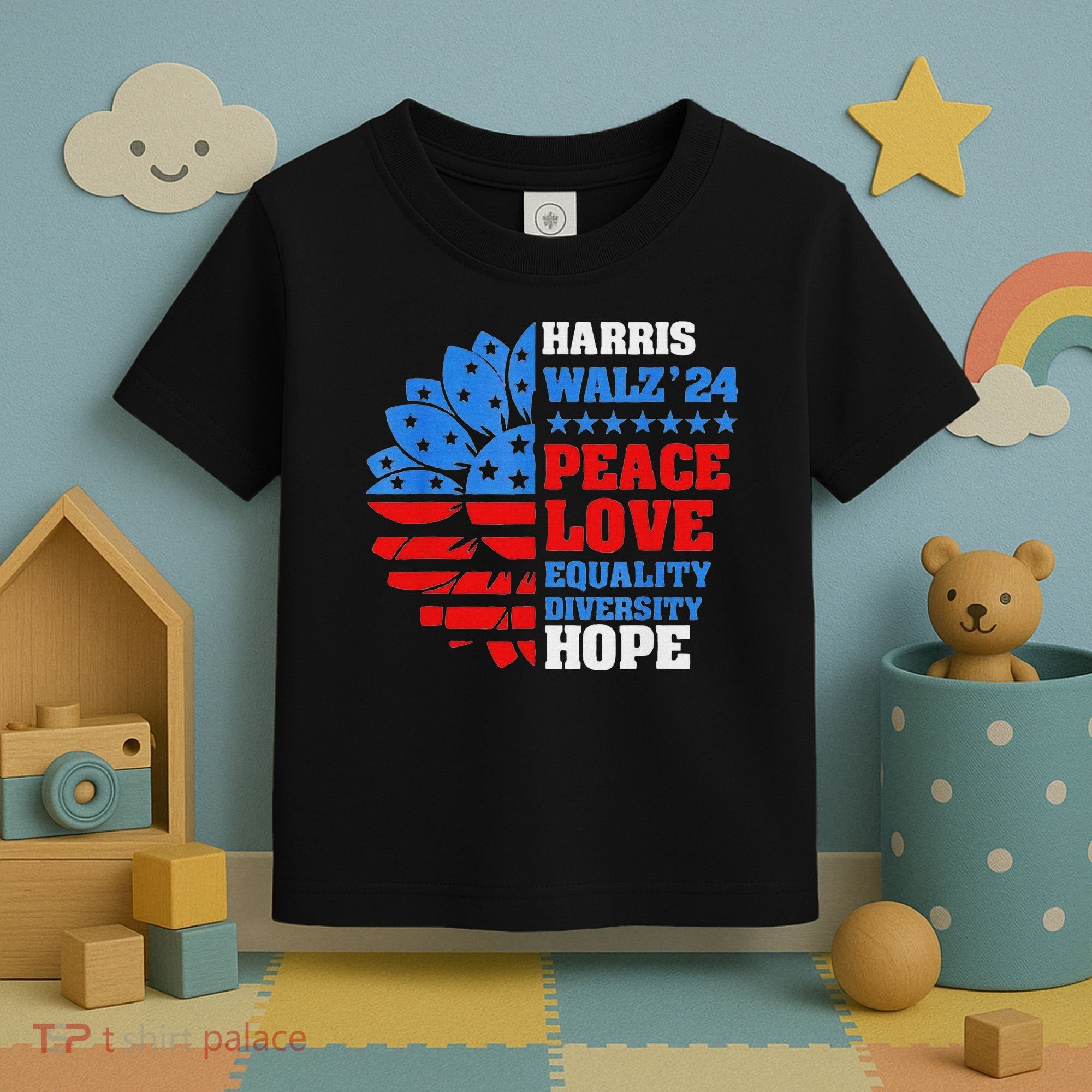 Kamala Walz Peace Love Equality Hope Diversity Toddler T-Shirt