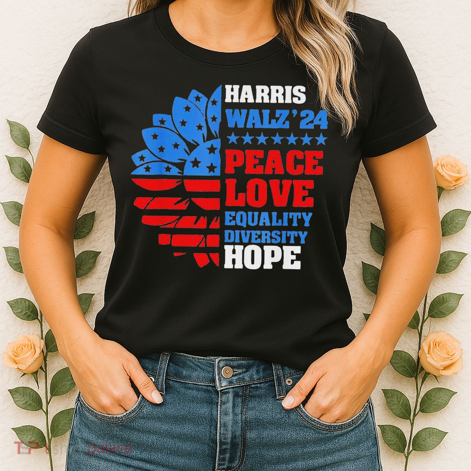 Kamala Walz Peace Love Equality Hope Diversity Women's T-Shirt